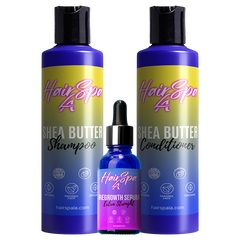 Shea Butter Shampoo And Conditioner + Extra Strength Regrowth Hair Serum